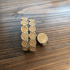 Gold bracelet and ring set